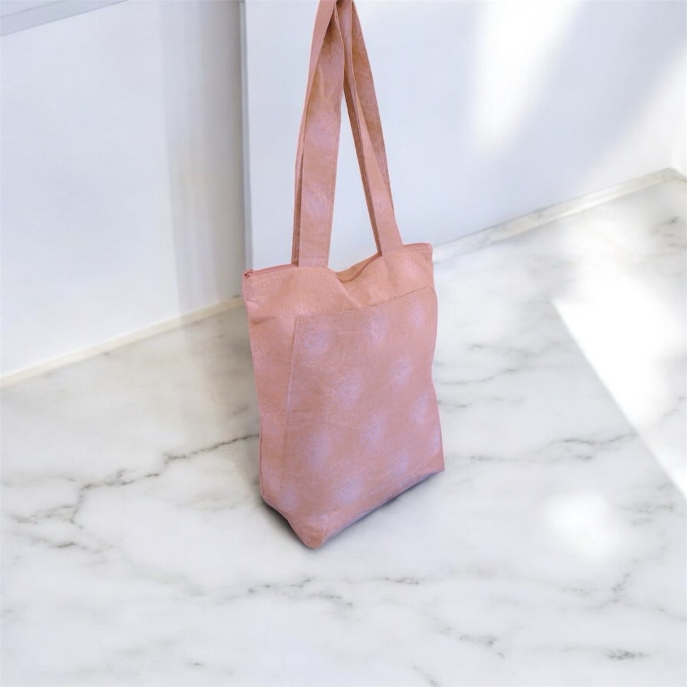 Elegant Pink Tote Bag with Soft Texture and Medium Size